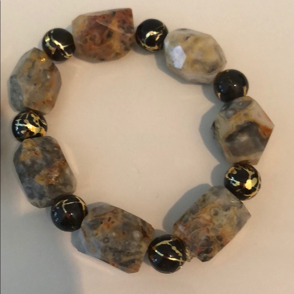 BRACELET POLISHED GRANITE STONE &JAPANESE BEADS - Picture 8 of 8